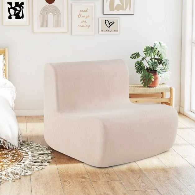 Promotions Grindų sofa-fotelis, 84x82x69 cm, smėlio spalvos, veliūro apmušalas