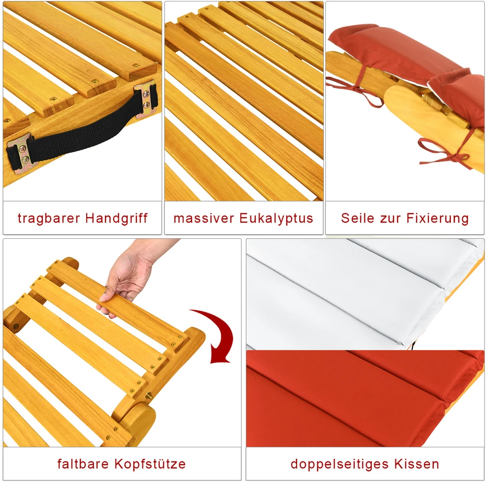 Promotions Gultai 2 vnt. 190x55x52 cm natūrali kreminė balta/raudona pagalvėlė