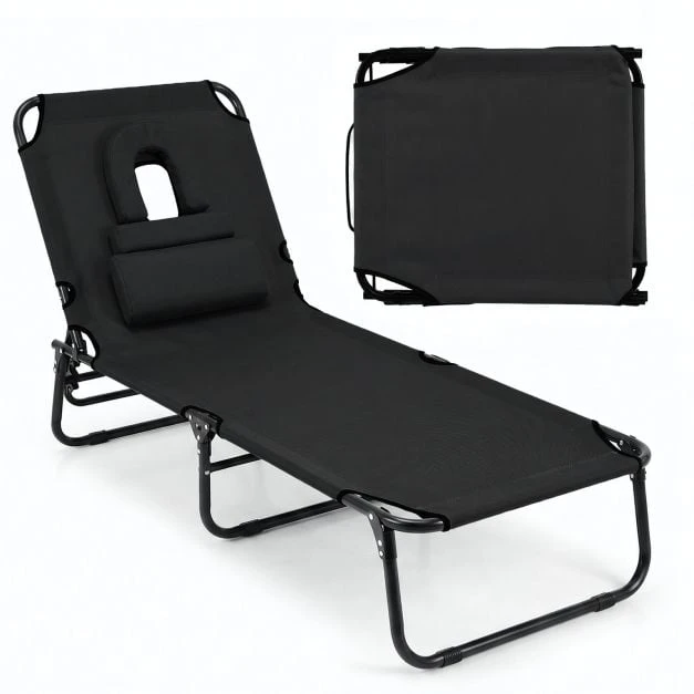 Promotions Gultas 165x64x33 cm Juodas Sulankstomas Reguliuojamas
