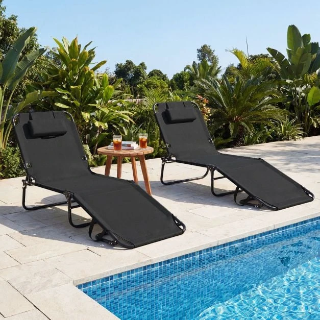 Promotions Gultas 165x64x33 cm Juodas Sulankstomas Reguliuojamas