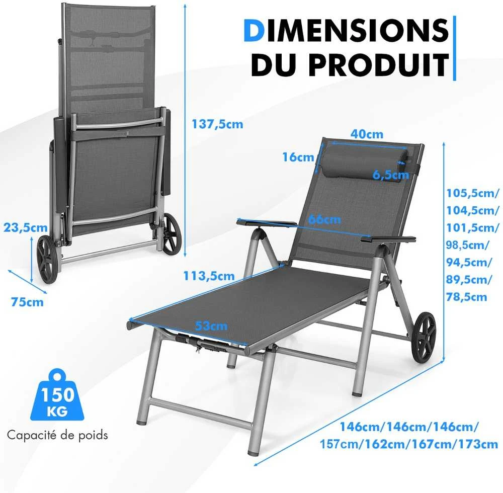 Promotions Gultas krėslas, 137,5x75x23,5 cm, Juodas