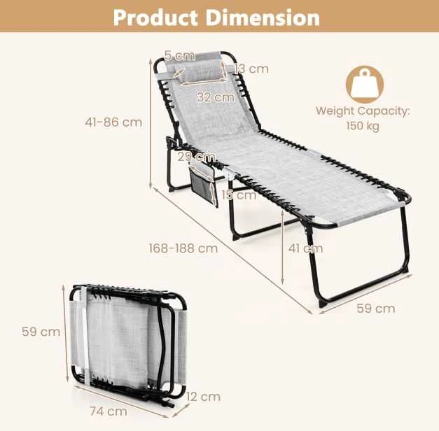 Promotions Gultas saulės vonioms, 168x69x41 cm, Pilka