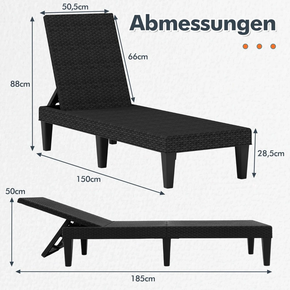 Promotions Gultas su komplektu 150x57x88 cm Juodas rotangas Reguliuojamas lauko baldai