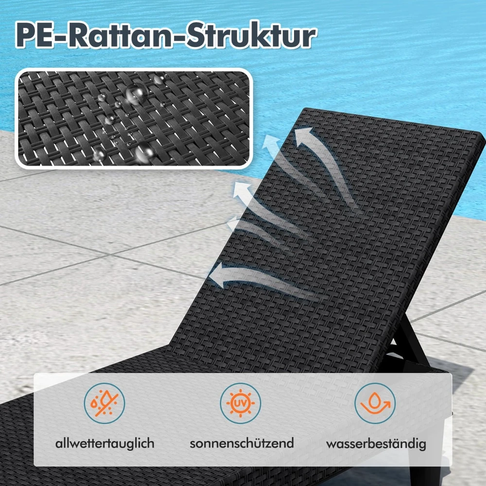 Promotions Gultas su komplektu 150x57x88 cm Juodas rotangas Reguliuojamas lauko baldai