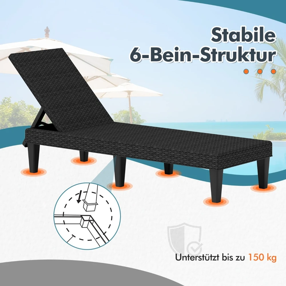 Promotions Gultas su komplektu 150x57x88 cm Juodas rotangas Reguliuojamas lauko baldai