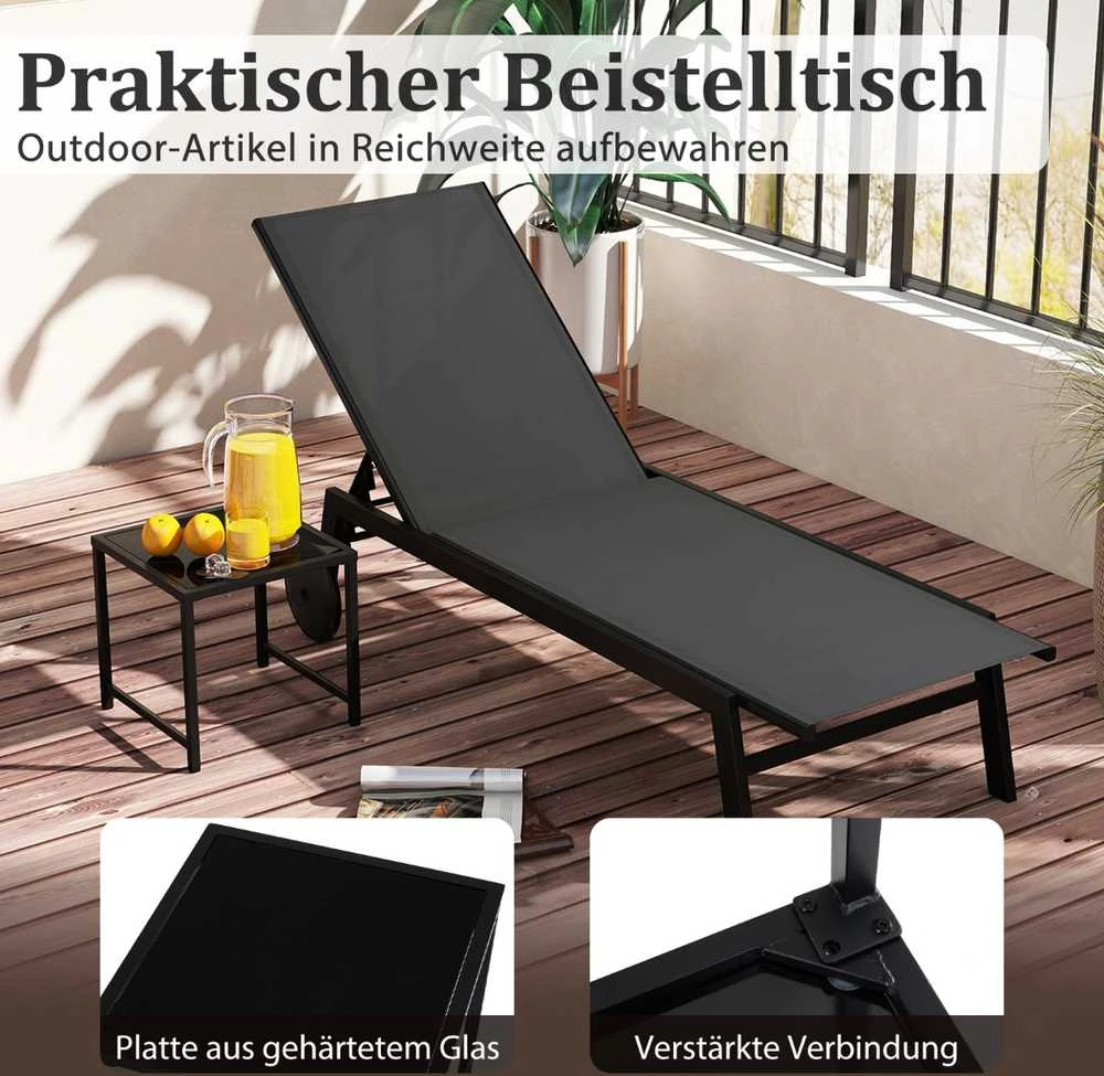 Promotions Gultų komplektas, reguliuojama atlošo padėtis, 190x59x33.5 cm, pilka, lauko baldai