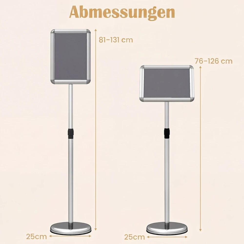 Promotions Informaciniai stendai, 2 vnt., aukščio reguliavimas 81–131 cm, sidabro spalva
