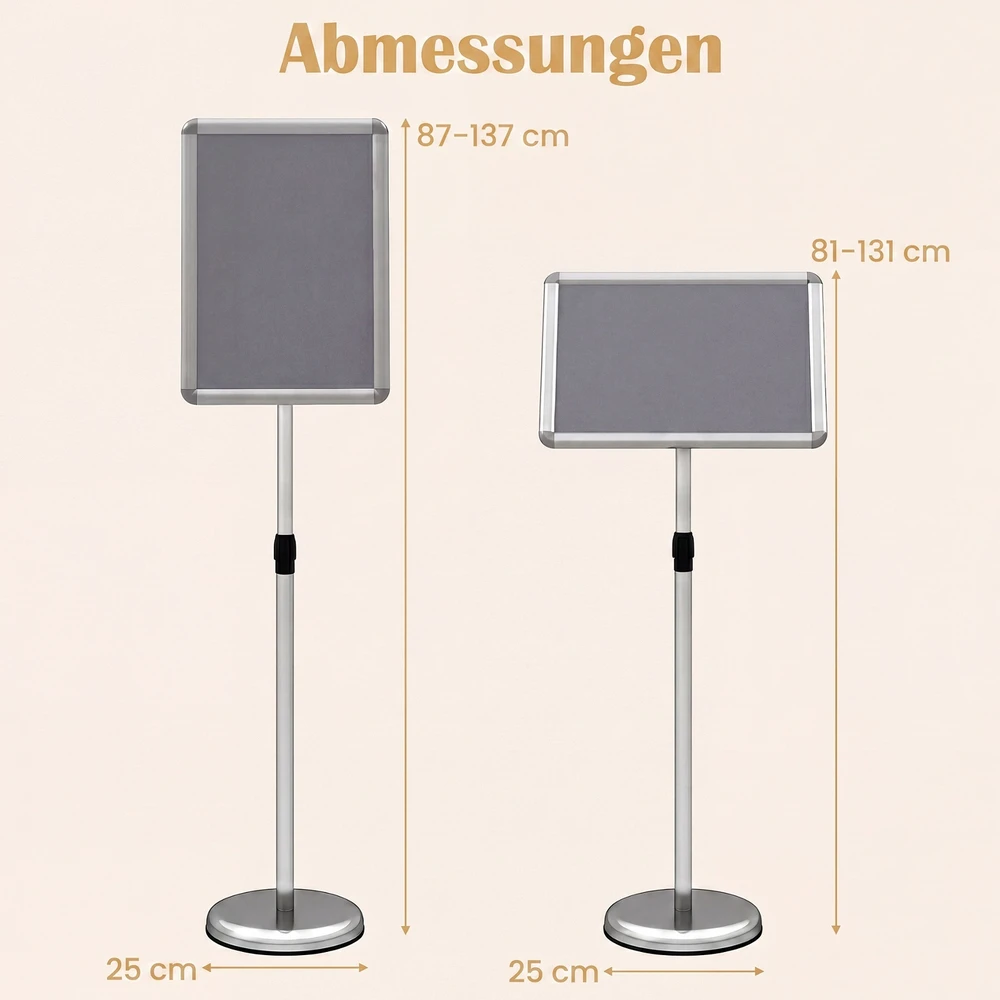 Promotions Informaciniai stendai 2 vnt aukštis 87–137 cm A3 sidabriniai