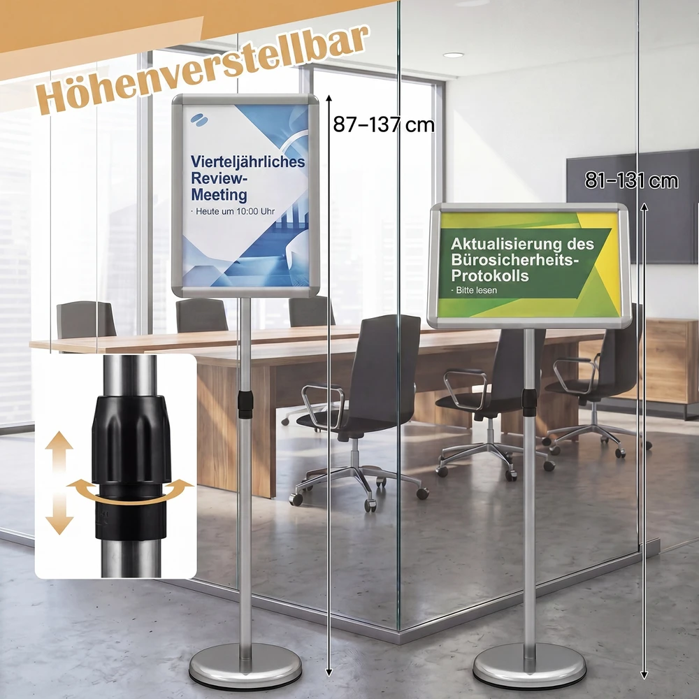Promotions Informaciniai stendai 2 vnt aukštis 87–137 cm A3 sidabriniai