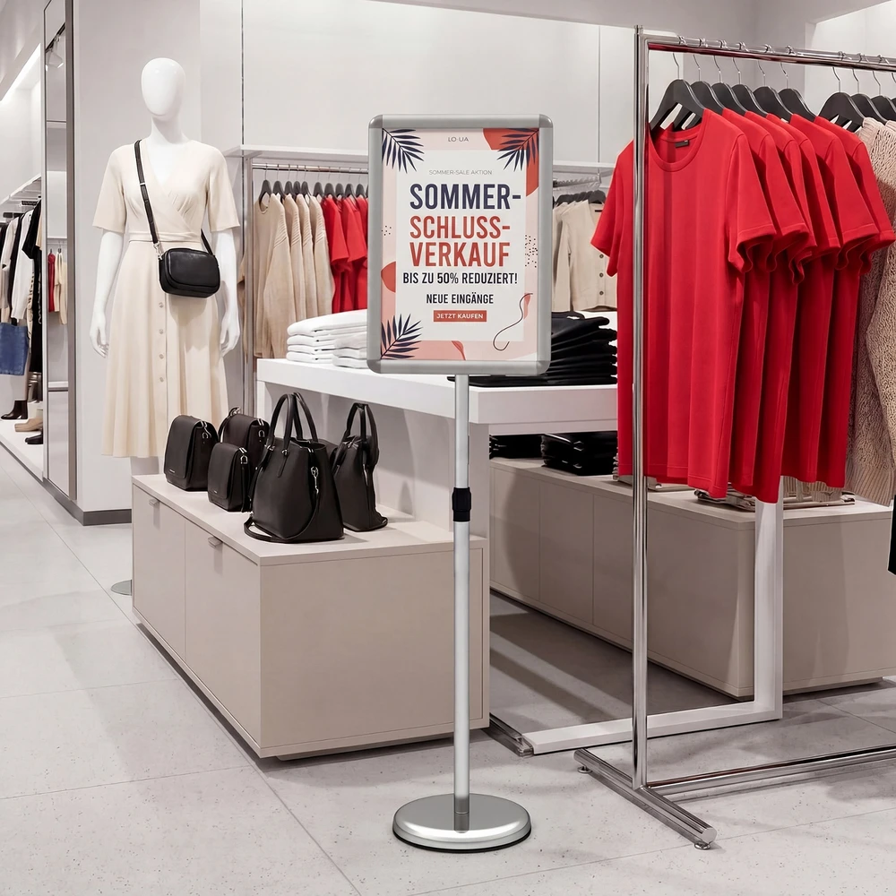 Promotions Informaciniai stendai 2 vnt aukštis 87–137 cm A3 sidabriniai