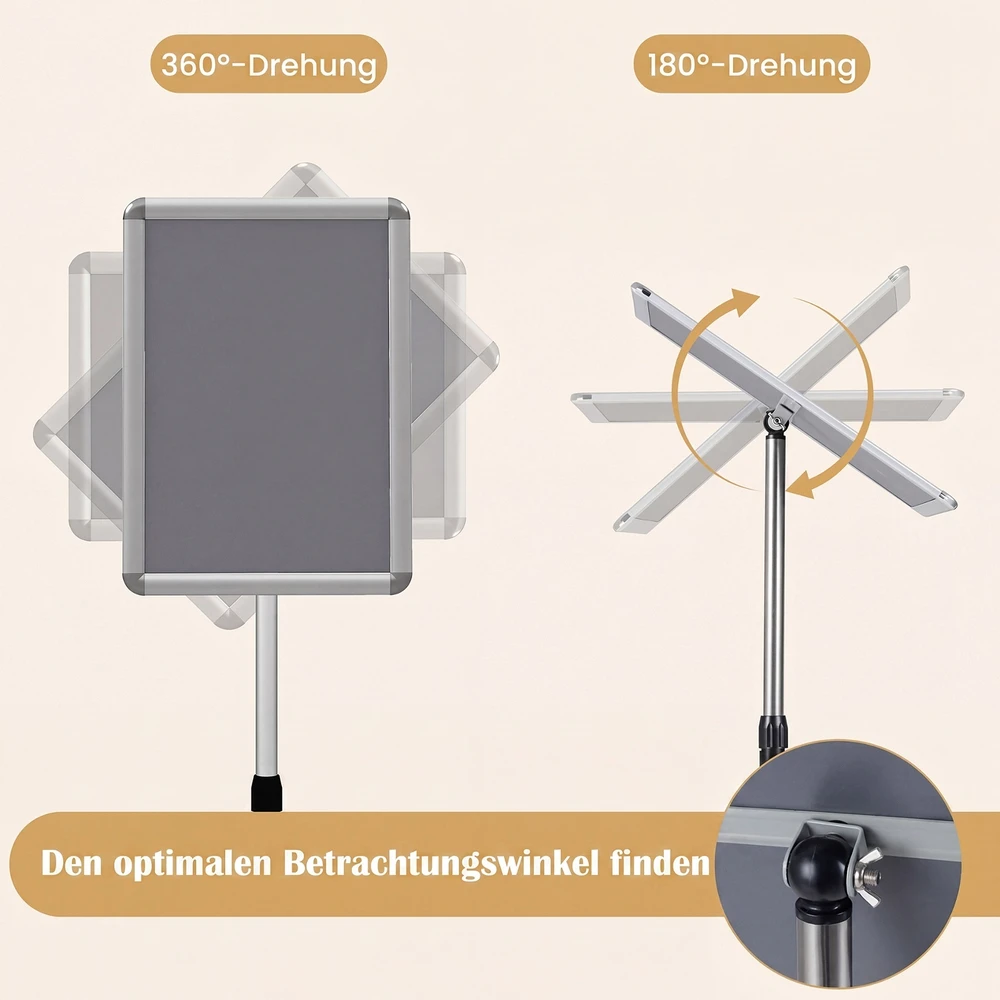 Promotions Informaciniai stendai 2 vnt aukštis 87–137 cm A3 sidabriniai