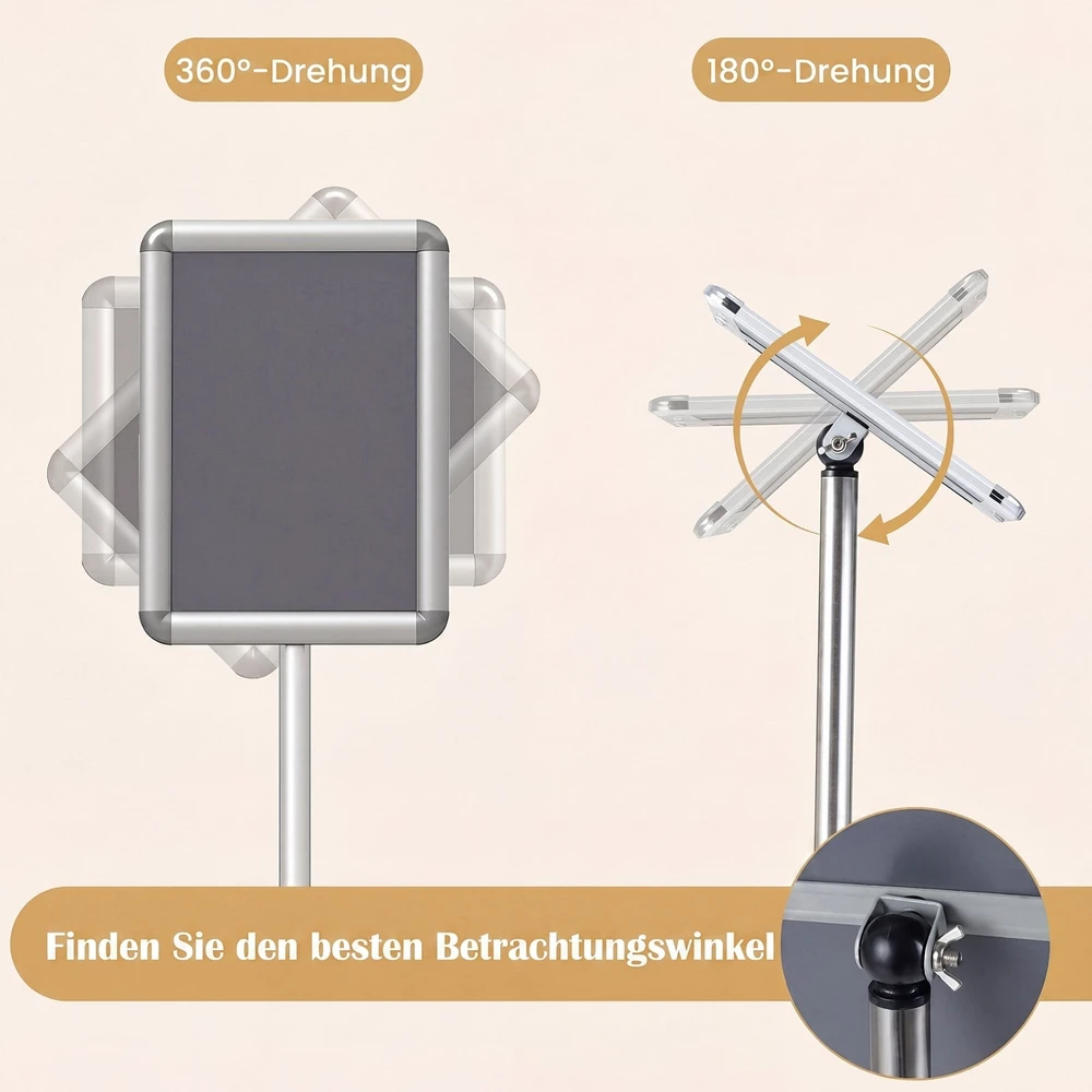 Promotions Informaciniai stendai, 2 vnt., aukščio reguliavimas 81–131 cm, sidabro spalva