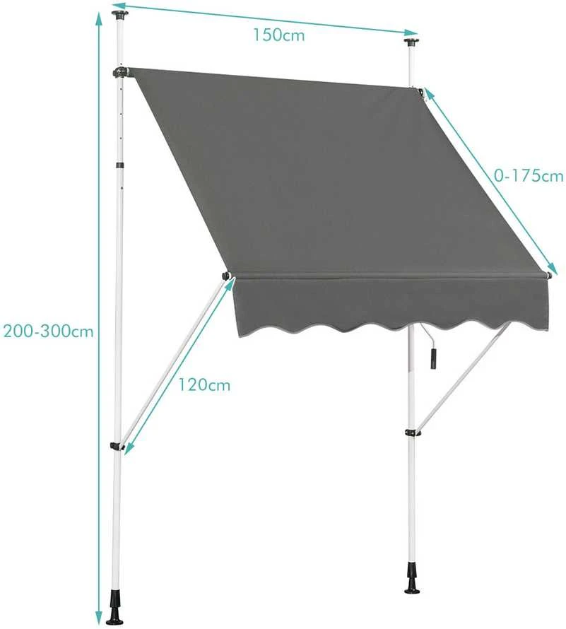 Promotions Ištraukiama lauko saulės pavėsy, 150x120 cm, pilka