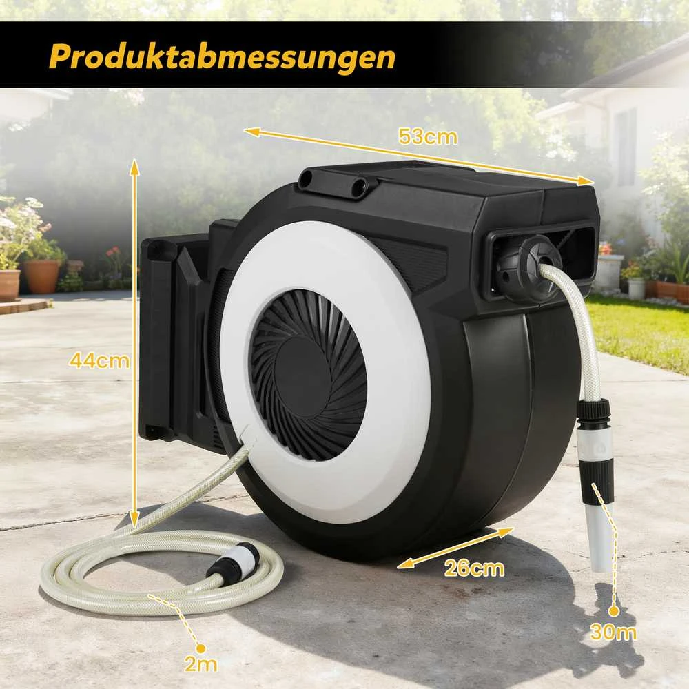 Promotions Ištraukiama sodo žarnos dėžė, 53x26x44 cm, juoda, tvirtinama prie sienos