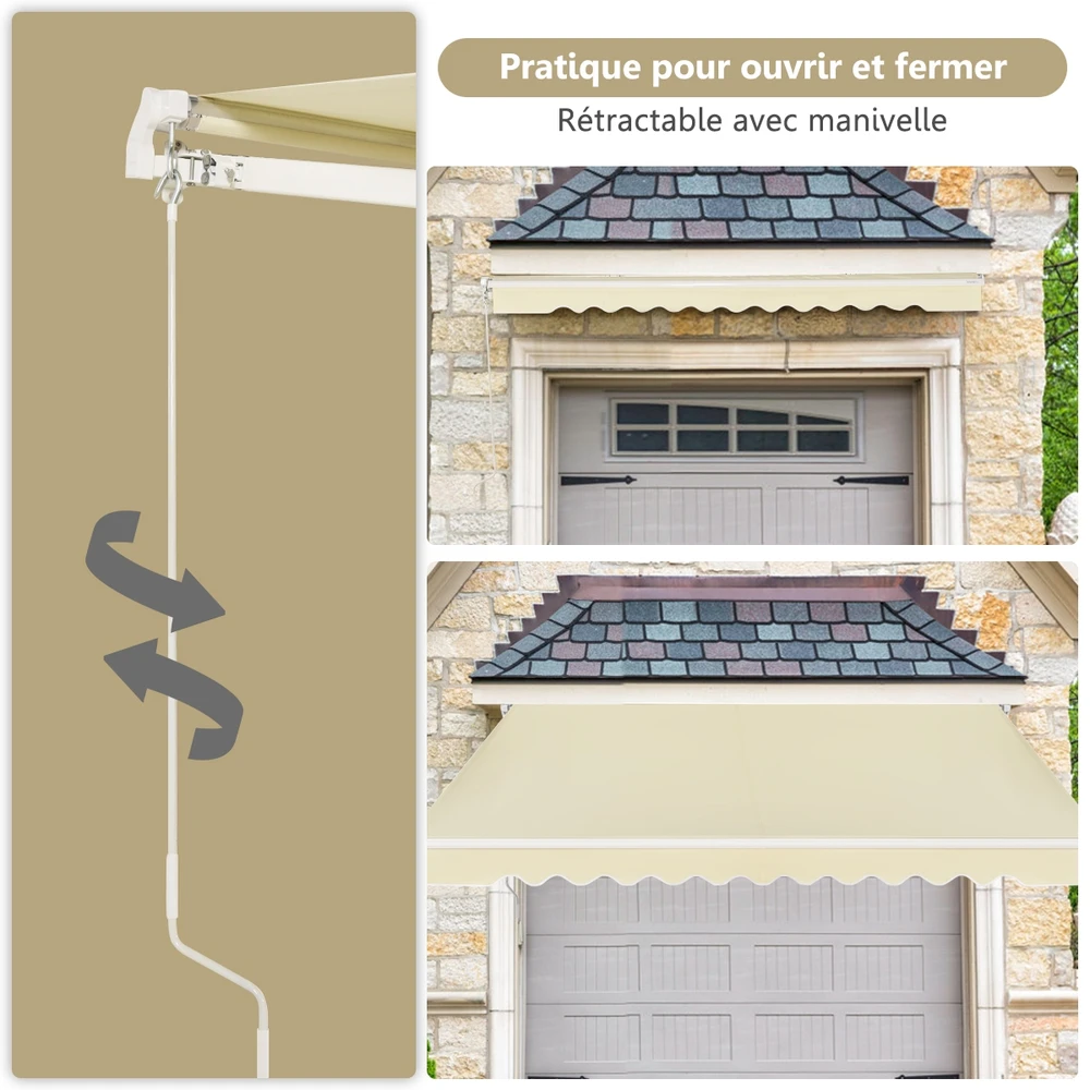 Promotions Ištraukiamas markizės tentas su rankena 360x300 cm smėlio spalvos