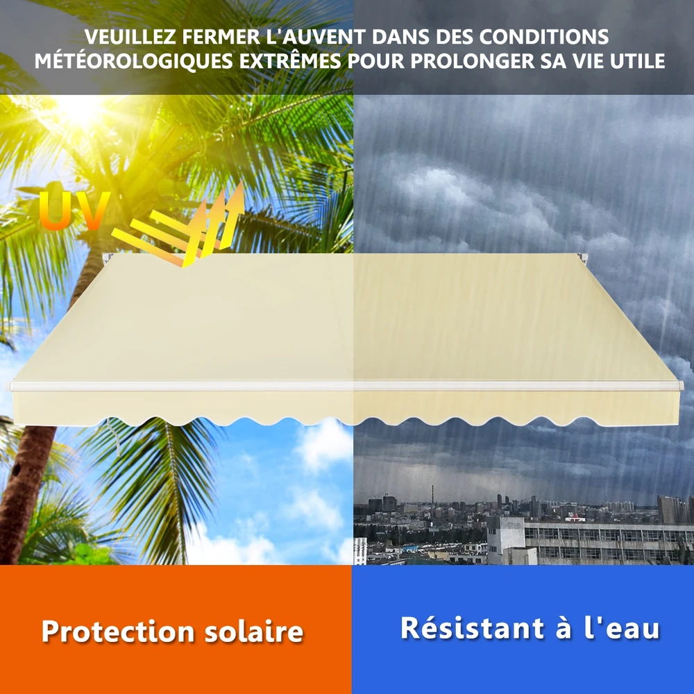 Promotions Ištraukiamas markizės tentas su rankena 360x300 cm smėlio spalvos