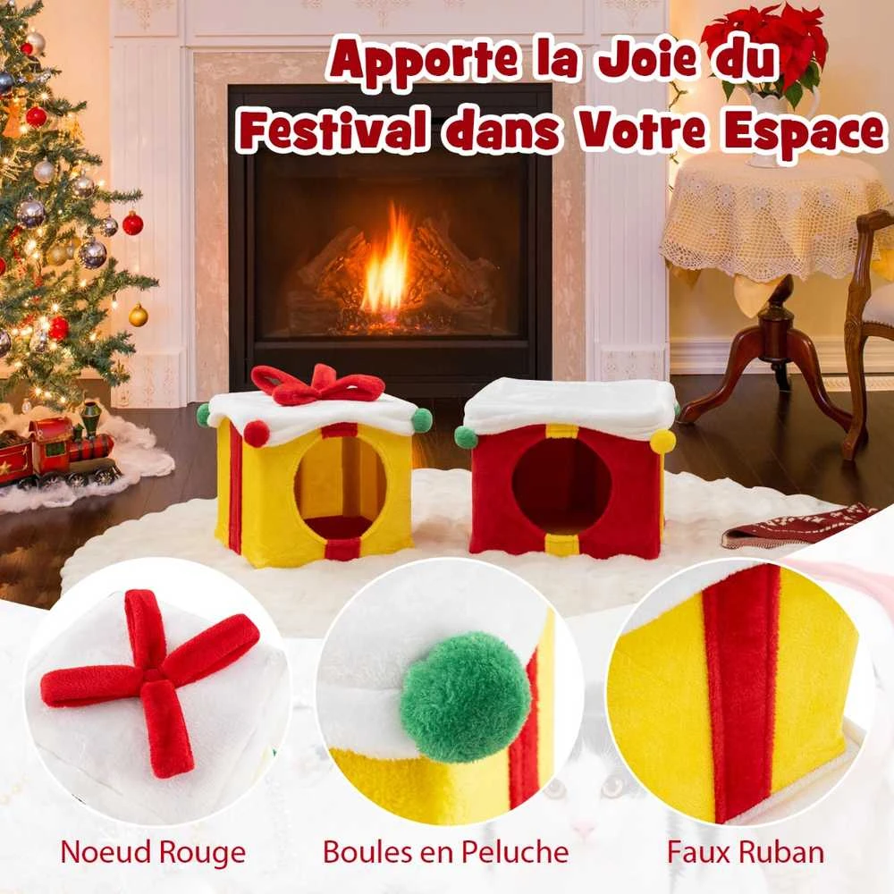 Promotions Kačių namelis, 39,4x39,4x33 cm ir 34,3x34,3x35,6 cm, raudonas ir geltonas