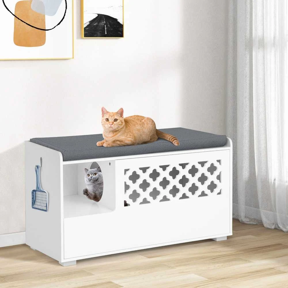 Promotions Katės kraiko dėžės uždangalas, 90x48.5x52 cm, baltas
