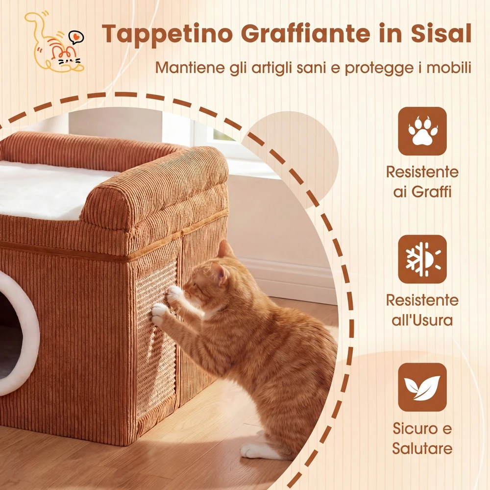 Promotions Katės lova 49x41x39 cm Ruda, sizalio draskyklė