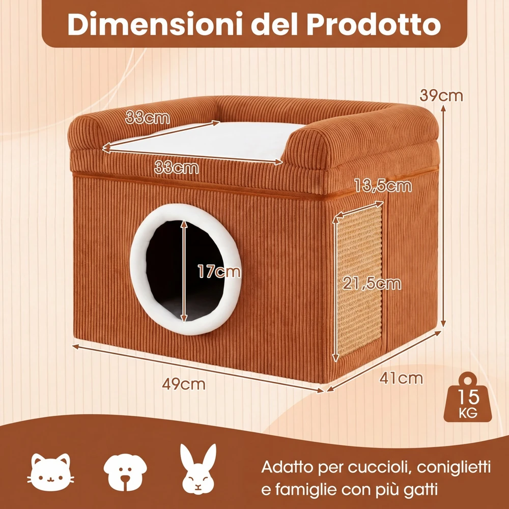 Promotions Katės lova 49x41x39 cm Ruda, sizalio draskyklė