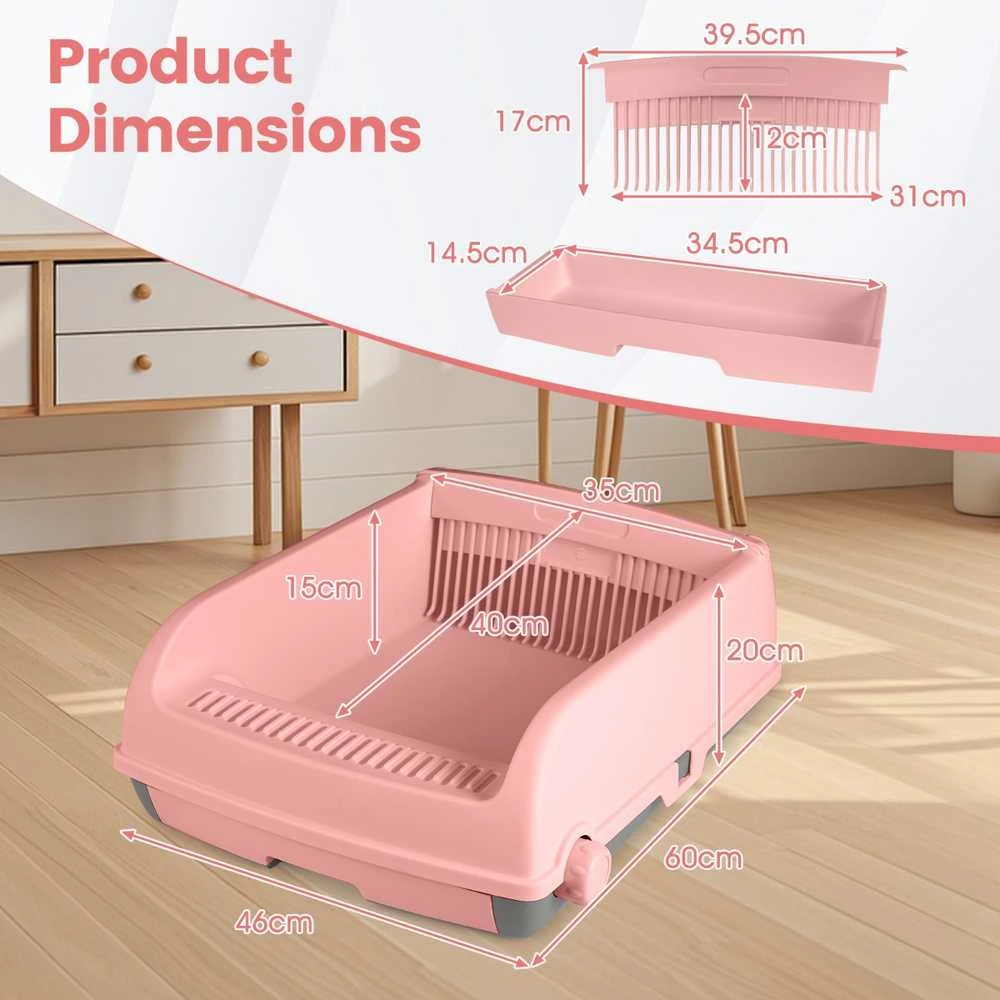Promotions Katinų tualetas, pusiau automatinis, 60x46x24 cm, rožinis, apsaugantis nuo taškymosi