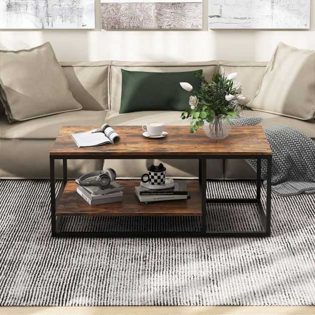 Promotions Kavos staliukas, 105x50x42 cm, rudas, medis ir metalas