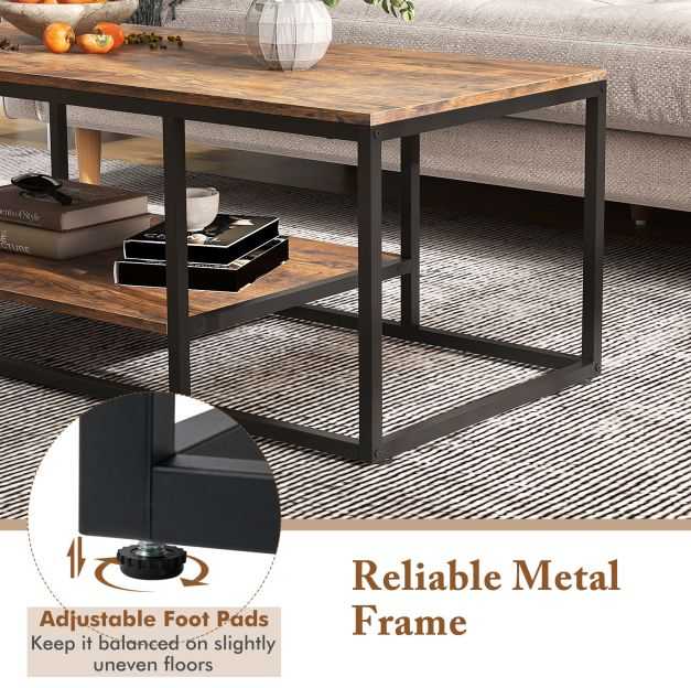 Promotions Kavos staliukas, 105x50x42 cm, rudas, medis ir metalas