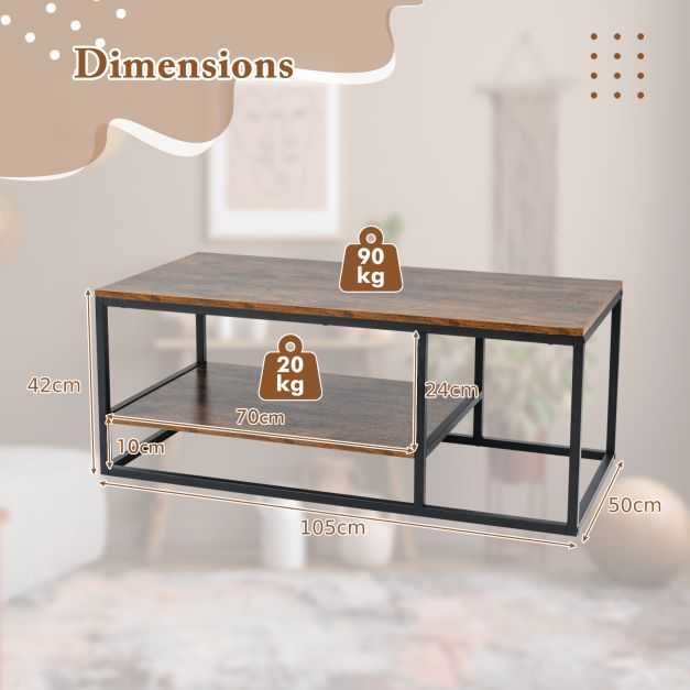 Promotions Kavos staliukas, 105x50x42 cm, rudas, medis ir metalas