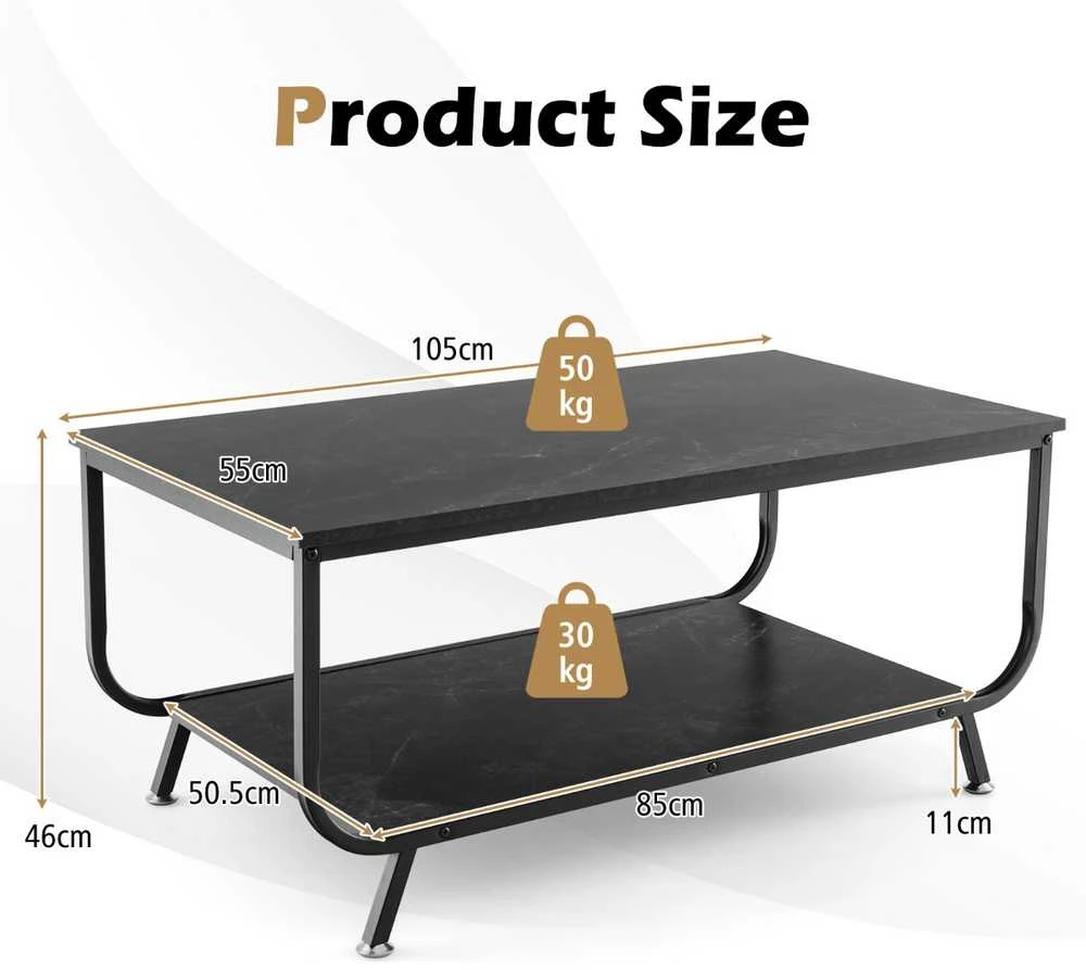 Promotions Kavos staliukas, 105x55x46 cm, Juodas