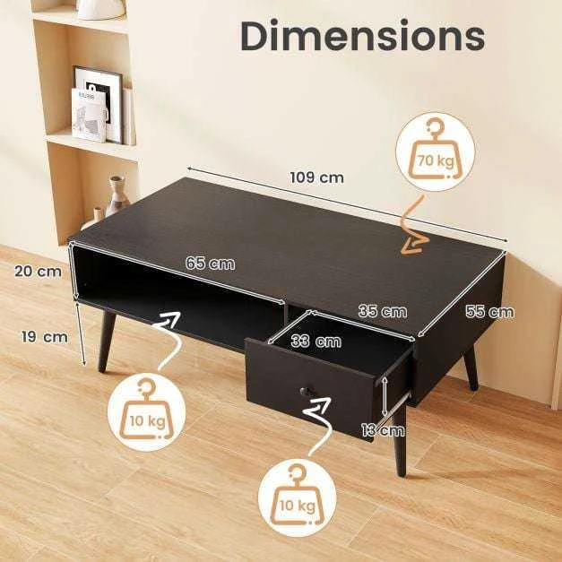 Promotions Kavos staliukas, 109x55x42 cm, Ruda Juoda