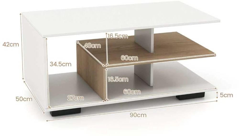 Promotions Kavos staliukas, 90x50x42 cm, Baltas