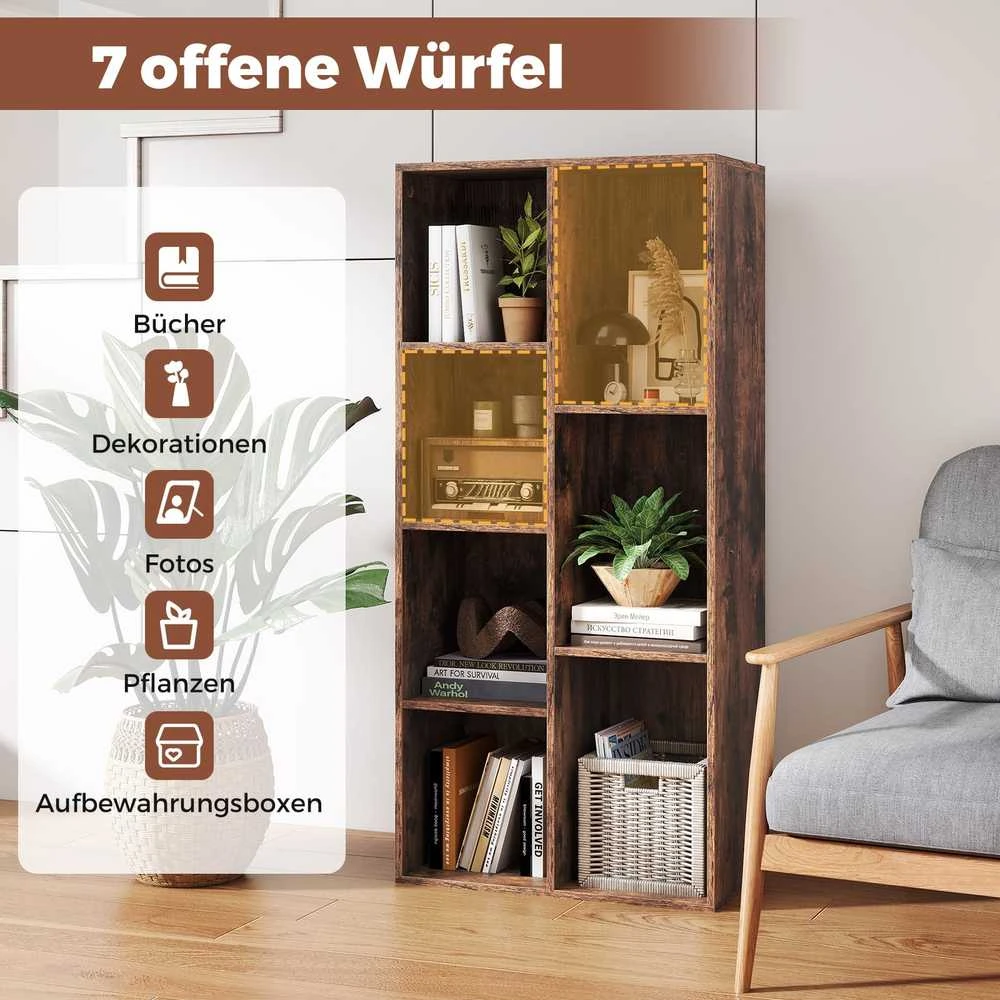 Promotions Knygų lentyna, 7 skyrių lentyna, 49,5x23x106 cm, ruda