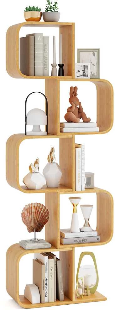 Promotions Knygų lentyna, Bambuko geometrinė 5 aukštų, 61x23x166 cm, natūrali