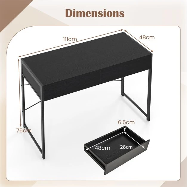 Promotions Kompiuterio stalas 111x48x76 cm Juodas metalas
