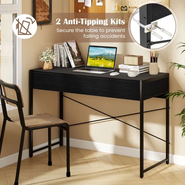 Promotions Kompiuterio stalas 111x48x76 cm Juodas metalas