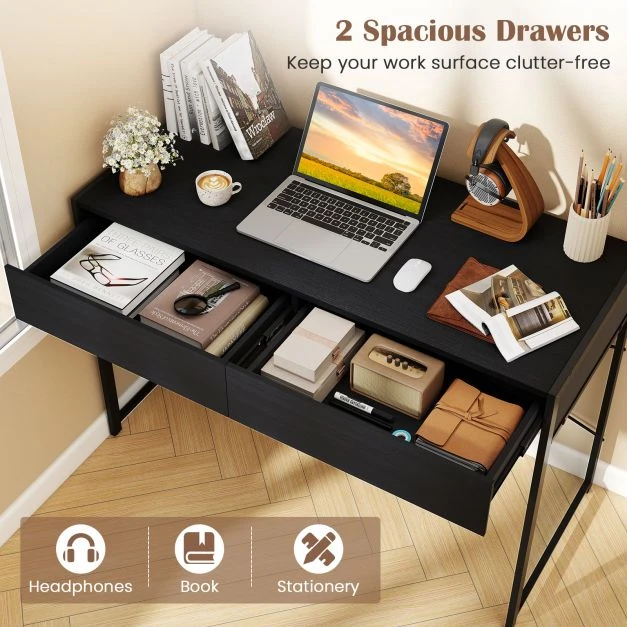 Promotions Kompiuterio stalas 111x48x76 cm Juodas metalas