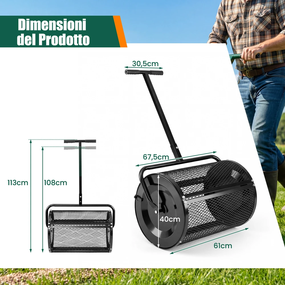 Promotions Komposto barstytuvas 67,5x40x113 cm Žalias Metalas
