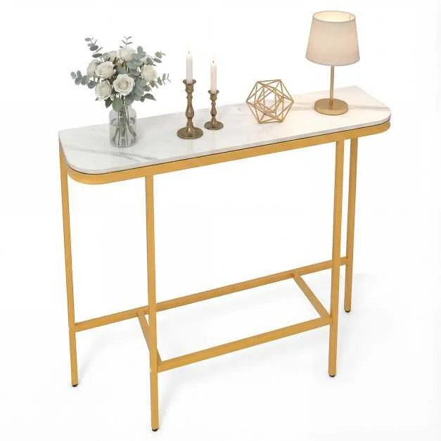 Promotions Konsolinis stalas, 110x30x91 cm, balta, metalinis rėmas