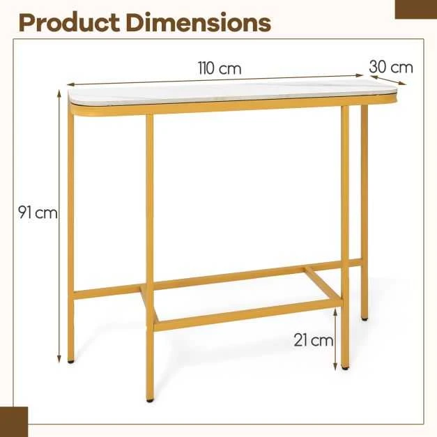 Promotions Konsolinis stalas, 110x30x91 cm, balta, metalinis rėmas