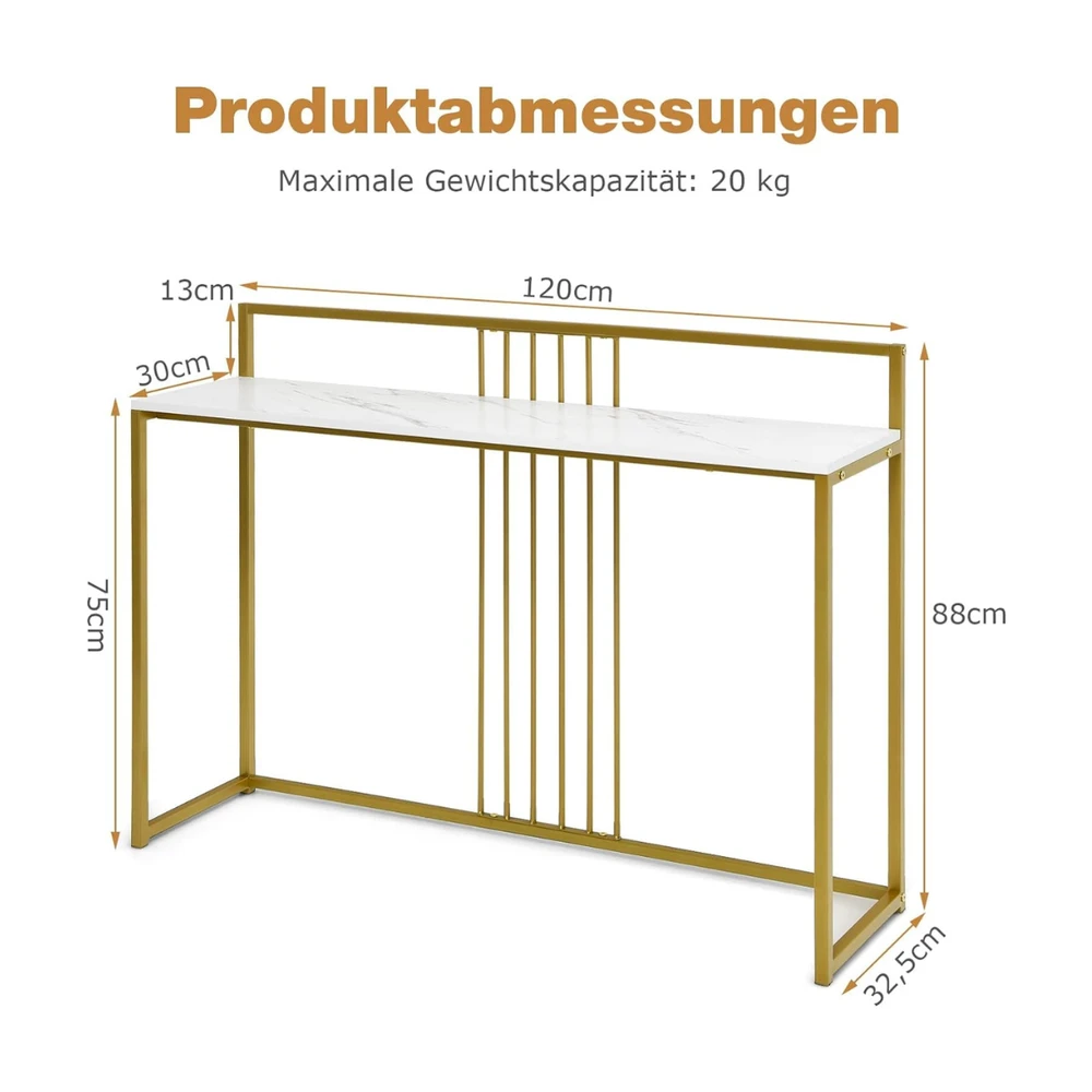 Promotions Konsolinis stalas 120x32x88 cm baltas/auksinis