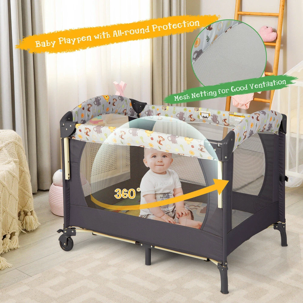 Promotions Konvertuojamas kūdikių žaidimų parkas 3-in-1 102x72x80 cm tamsiai pilkas