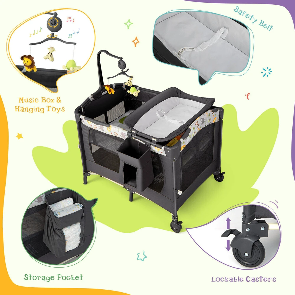 Promotions Konvertuojamas kūdikių žaidimų parkas 3-in-1 102x72x80 cm tamsiai pilkas