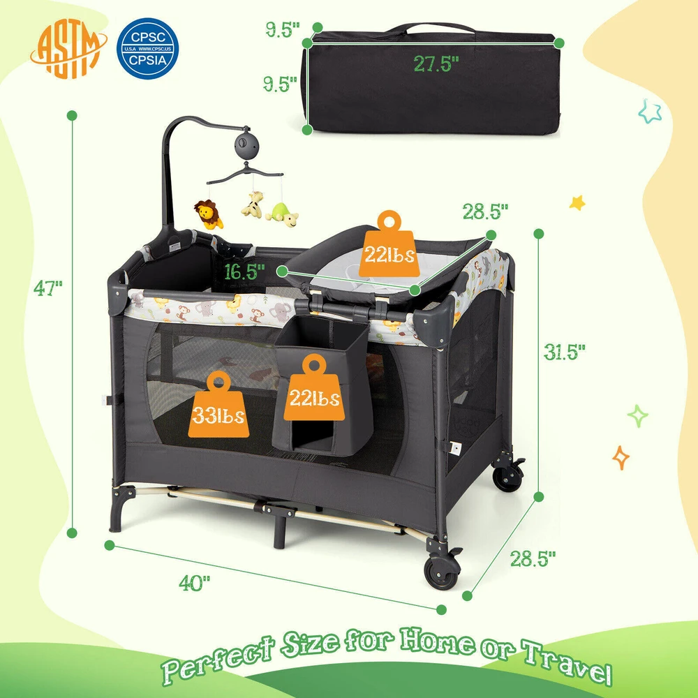 Promotions Konvertuojamas kūdikių žaidimų parkas 3-in-1 102x72x80 cm tamsiai pilkas