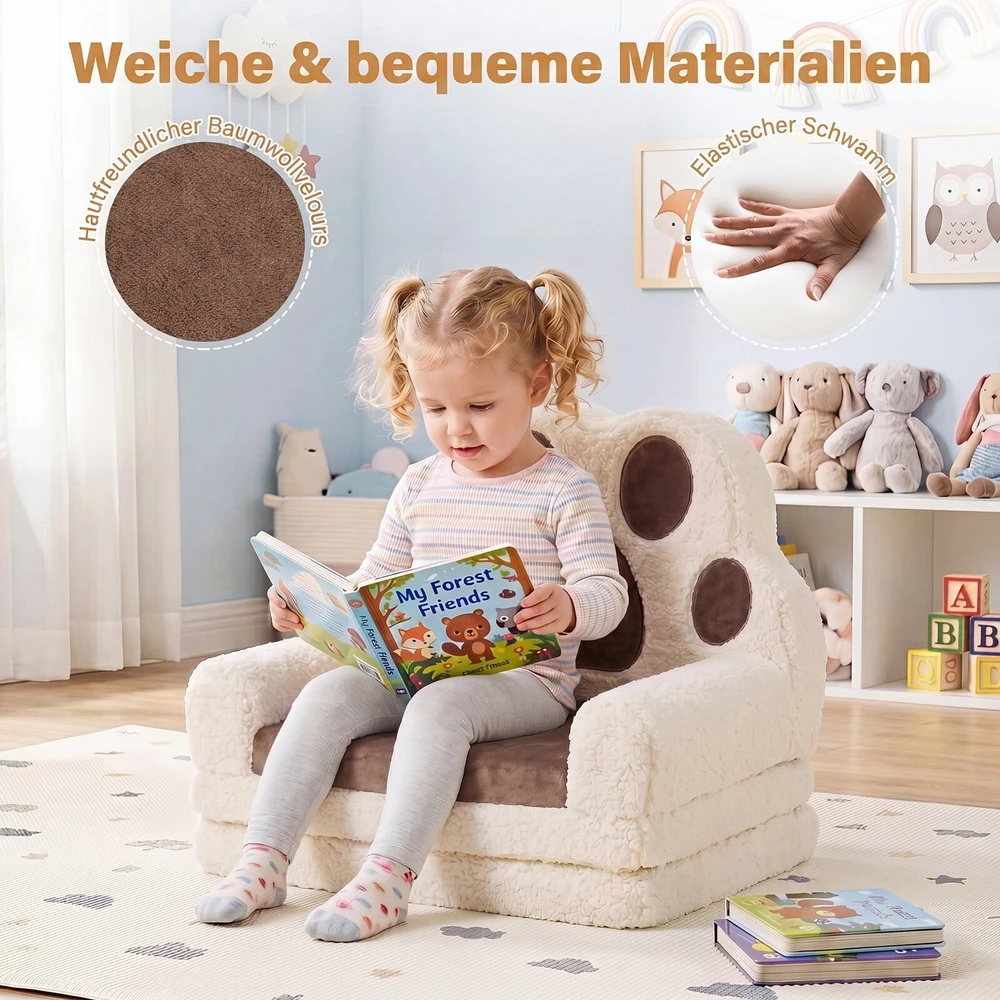 Promotions Konvertuojamas vaikų sofa-loungeris 57,2x43,2x35,6 cm ruda/kreminė