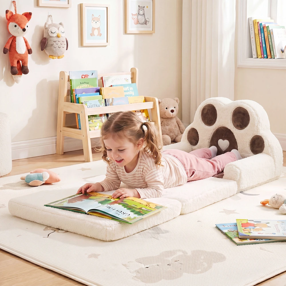 Promotions Konvertuojamas vaikų sofa-loungeris 57,2x43,2x35,6 cm ruda/kreminė