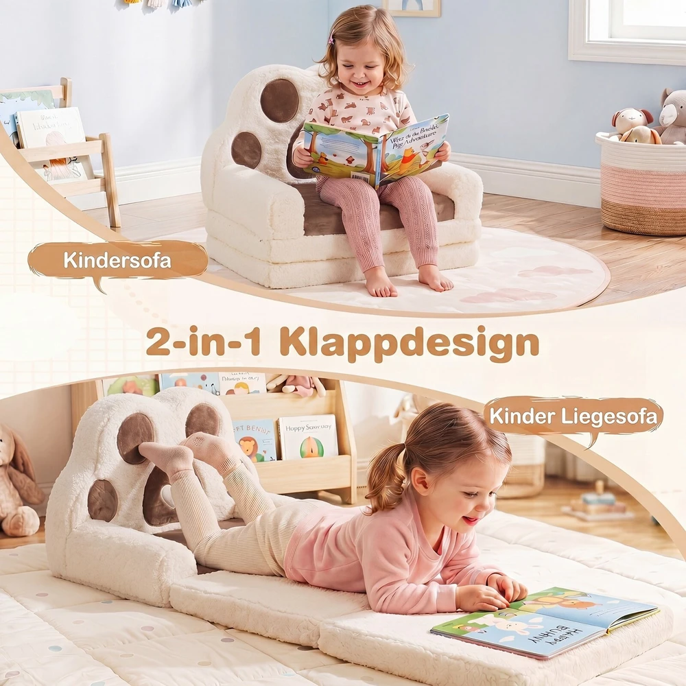 Promotions Konvertuojamas vaikų sofa-loungeris 57,2x43,2x35,6 cm ruda/kreminė
