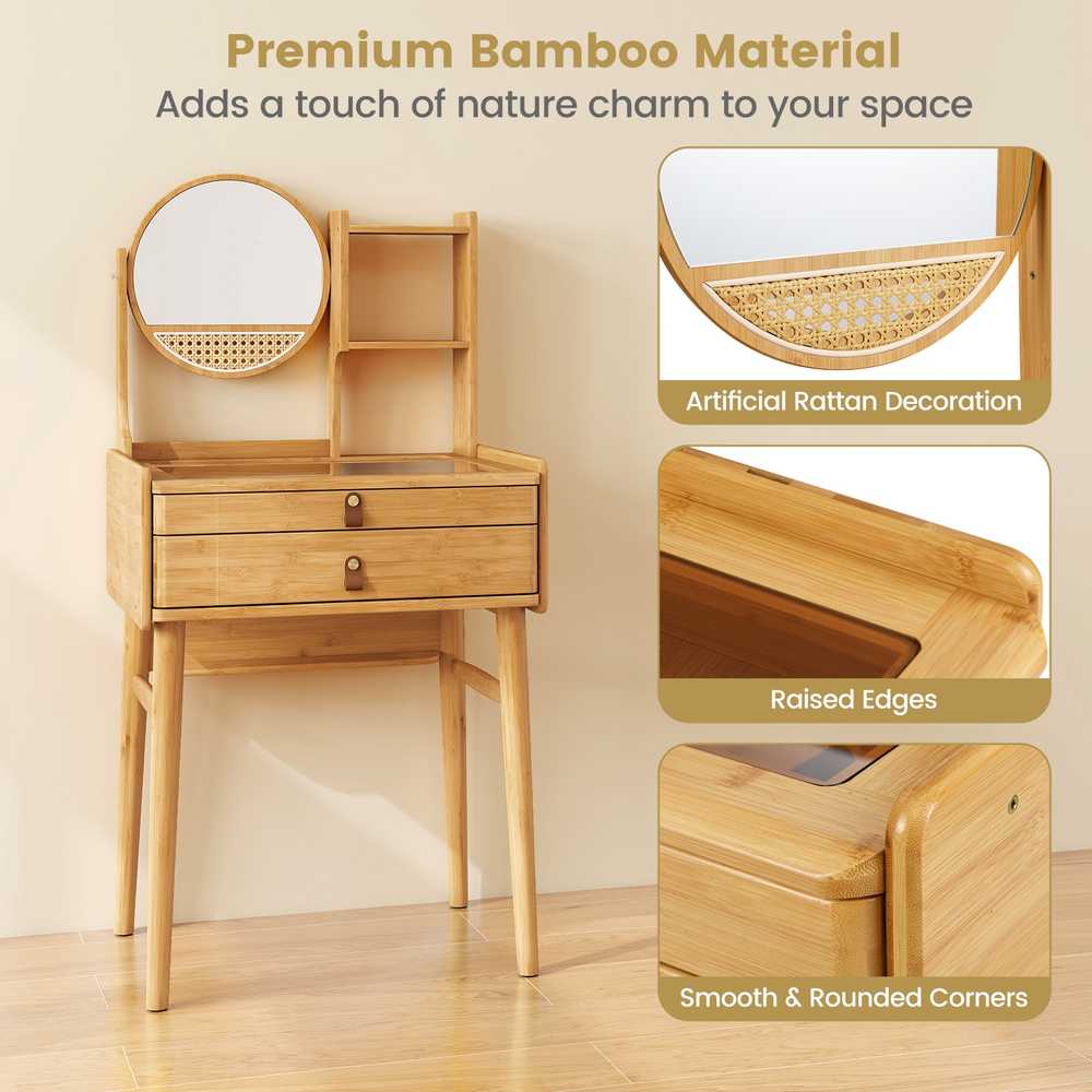 Promotions Kosmetinis stalas, 59.7x38.1x? cm, natūralios spalvos