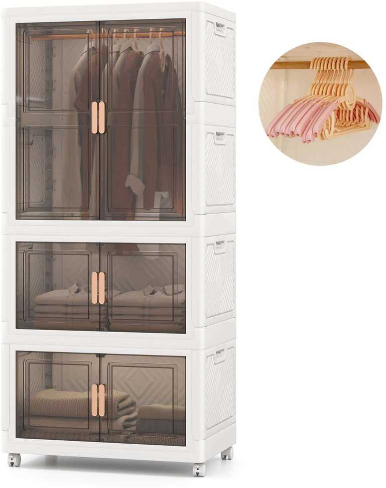 Promotions Laikymo dėžė, Nešiojamas plastikinis drabužių spintos organizatorius, 71x48x156 cm, Balta Ruda