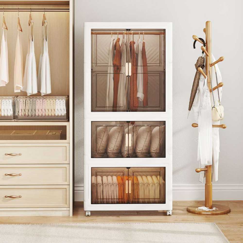 Promotions Laikymo dėžė, Nešiojamas plastikinis drabužių spintos organizatorius, 71x48x156 cm, Balta Ruda