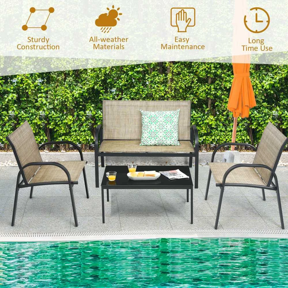 Promotions Lauko baldų komplektas, 107,9x61,9x80 cm dvivietė sofa, 63,5x45x37,1 cm arbatos staliukas, juoda pilka